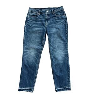 Old Navy Jeans Womens Size 8 Mid Rise Boyfriend Frayed Hem Ankle Cotton Relaxed